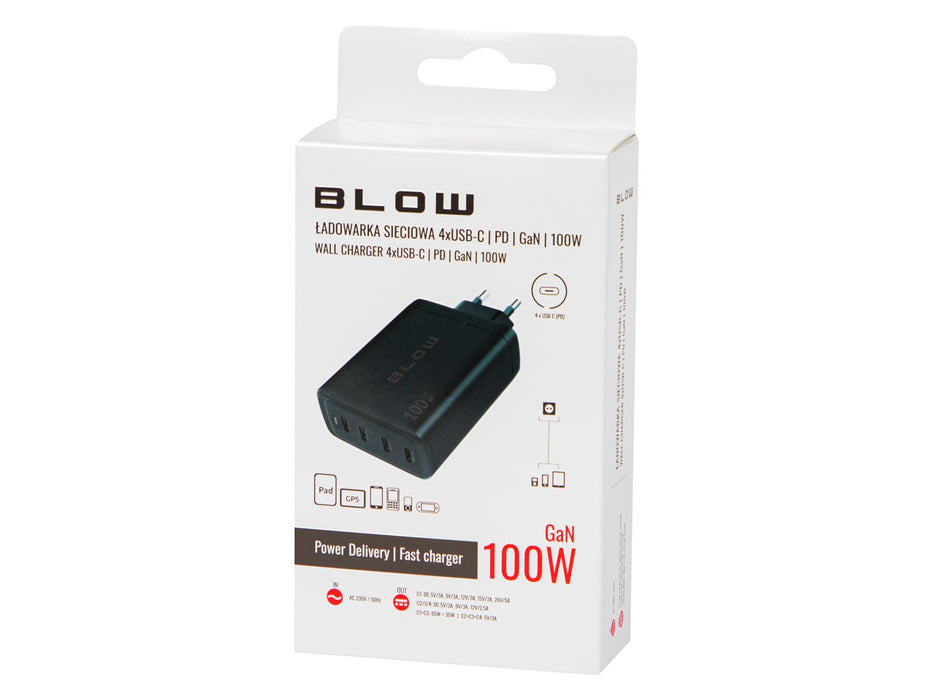 Wall charger USB-Cx4 PD 100W GAN black