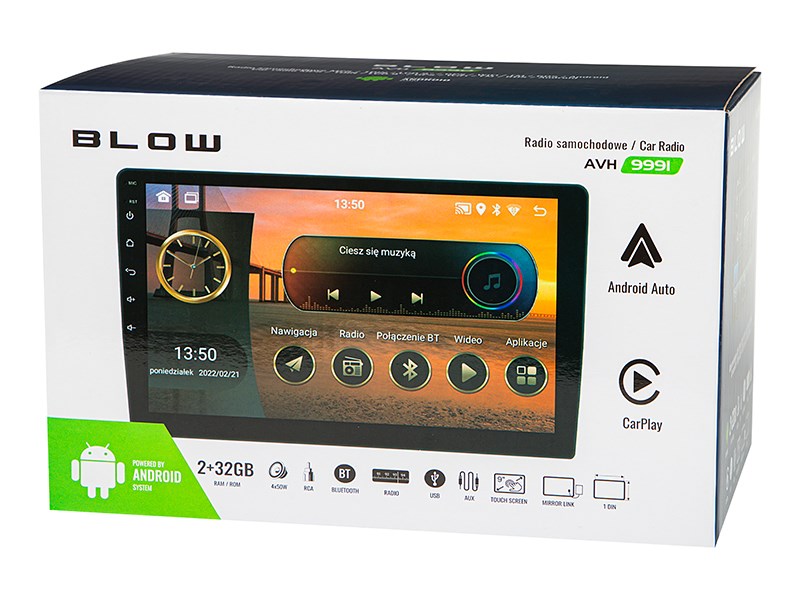 Radio BLOW AVH-9991 1DIN 9" Android/WiFi/GPS/CARPLAY