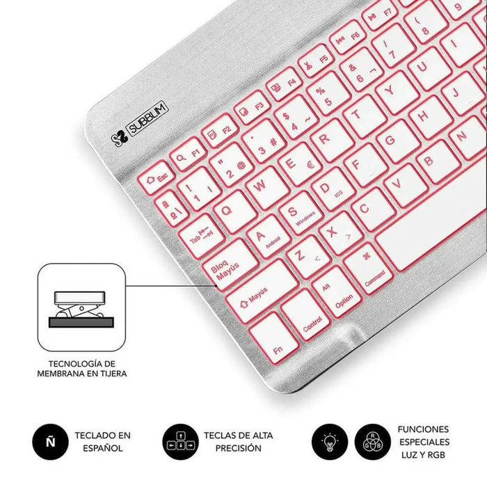 Bluetooth Keyboard Subblim SUB-KBT-SMBL30 Multicolour Silver Spanish Qwerty QWERTY - Електроника Периферни и резервни