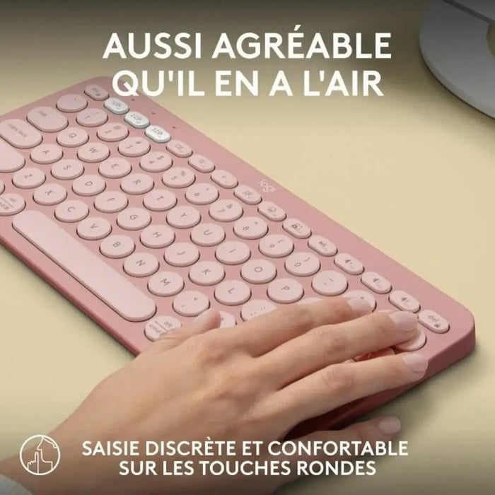 Bluetooth Keyboard with Support for Tablet Logitech K380 French Pink AZERTY - Електроника Периферни и резервни