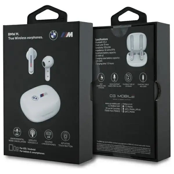 BMW Bluetooth headphones BMBEMIATP20LOH TWS + docking station white/white Printed Logos - Headphones