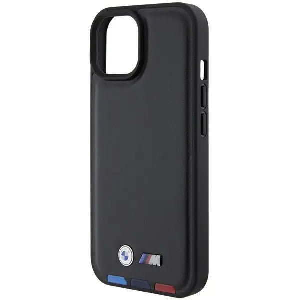 BMW BMHCP15S22PTDK iPhone 15 6.1’’ black/black Leather Stamp Tricolor - Cell phone cases and covers<<<HurtelXML
