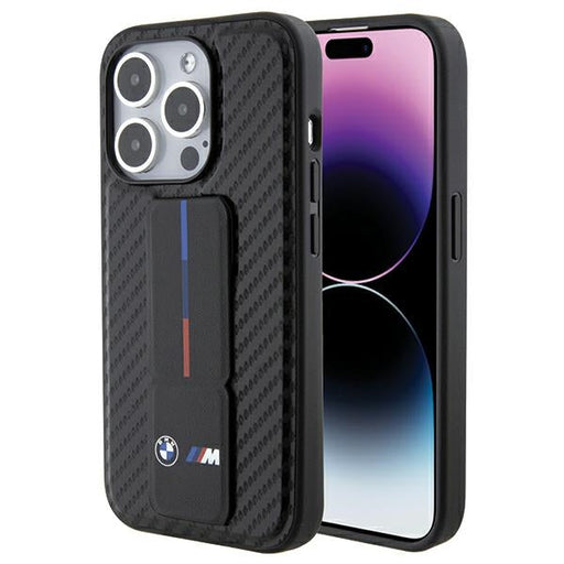BMW Grip Stand Smooth & Carbon case for iPhone 15 Pro - black - Cell phone cases and covers<<<HurtelXML