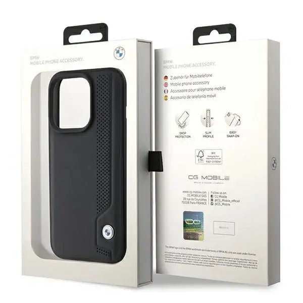 BMW Leather Blue Dots case for iPhone 15 Pro - black - Cell phone cases and covers<<<HurtelXML