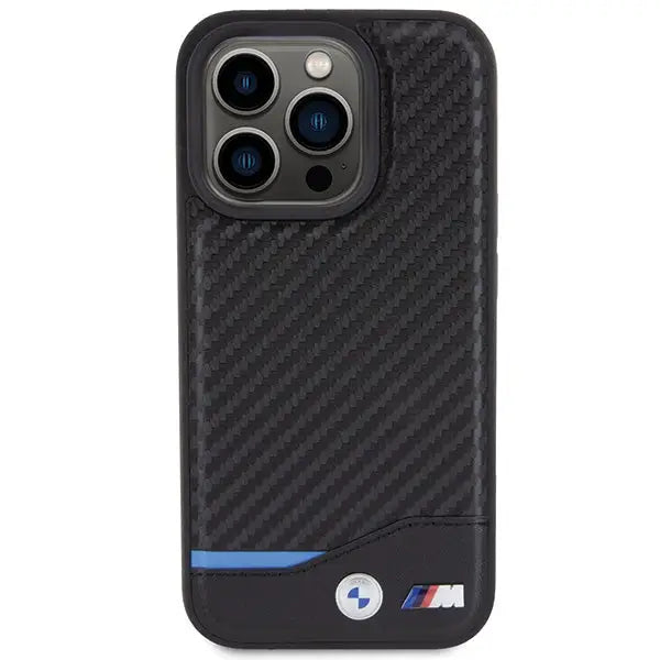 BMW Leather Carbon case for iPhone 15 Pro - black - Cell phone cases and covers<<<HurtelXML