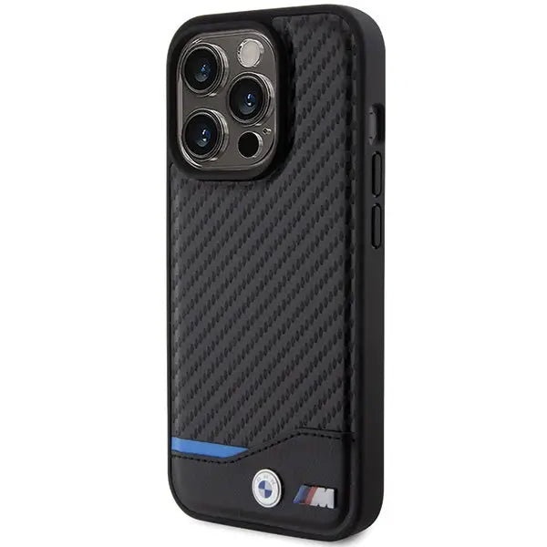 BMW Leather Carbon case for iPhone 15 Pro - black - Cell phone cases and covers<<<HurtelXML
