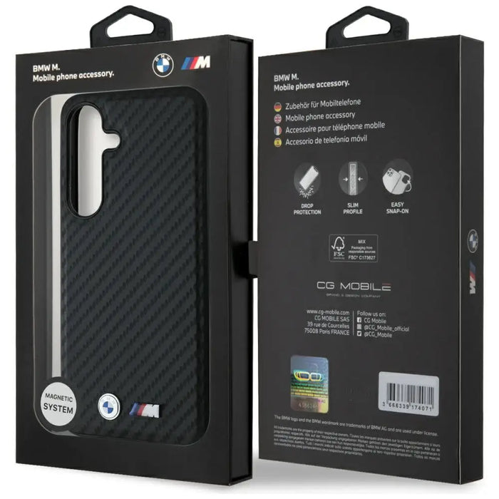 BMW Leather Carbon MagSafe Case for Samsung Galaxy S25 - Black - Cell phone cases and covers<<<HurtelXML