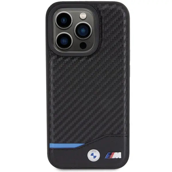 BMW Leather Carbon MagSafe iPhone 15 Pro Case - Black - Cell phone cases and covers<<<HurtelXML