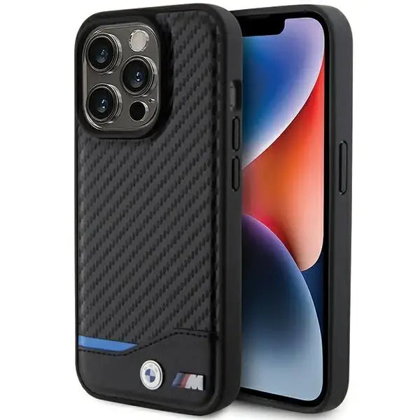 BMW Leather Carbon MagSafe iPhone 15 Pro Case - Black - Cell phone cases and covers<<<HurtelXML