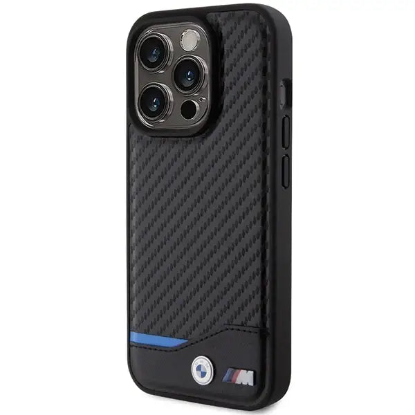 BMW Leather Carbon MagSafe iPhone 15 Pro Case - Black - Cell phone cases and covers<<<HurtelXML