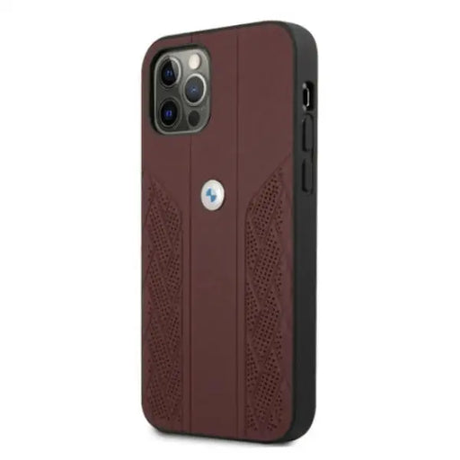 BMW Leather Curve Perforate Case for iPhone 12 Pro Max - Red - Cell phone cases and covers<<<HurtelXML
