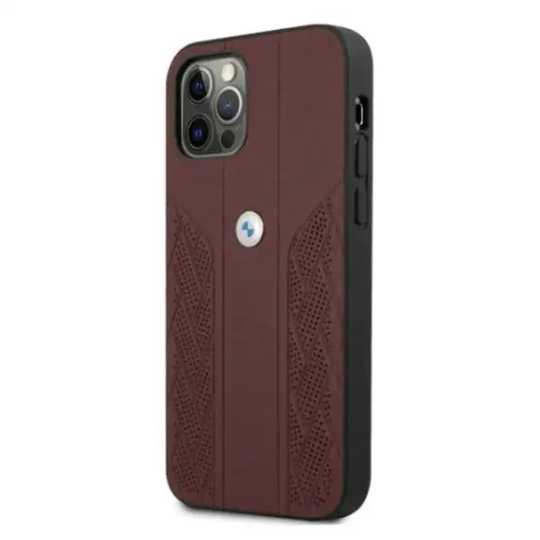 BMW Leather Curve Perforate Case for iPhone 12 Pro Max - Red - Cell phone cases and covers<<<HurtelXML