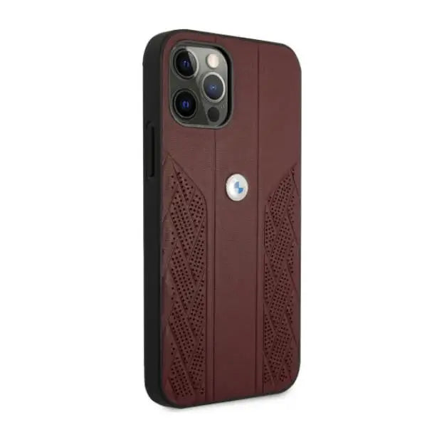 BMW Leather Curve Perforate Case for iPhone 12 Pro Max - Red - Cell phone cases and covers<<<HurtelXML