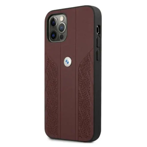 BMW Leather Curve Perforate Case for iPhone 12 / iPhone 12 Pro - Red - Cell phone cases and covers<<<HurtelXML