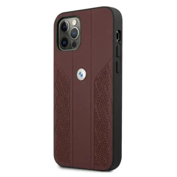 BMW Leather Curve Perforate Case for iPhone 12 / iPhone 12 Pro - Red - Cell phone cases and covers<<<HurtelXML