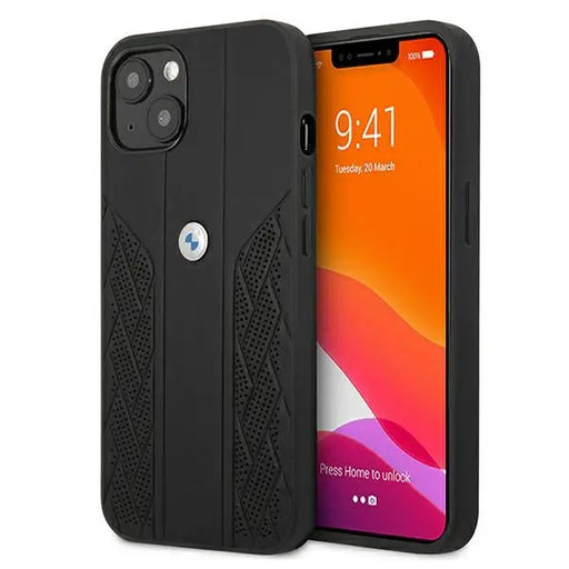 BMW Leather Curve Perforate Case for iPhone 13 mini - Black - Cell phone cases and covers<<<HurtelXML