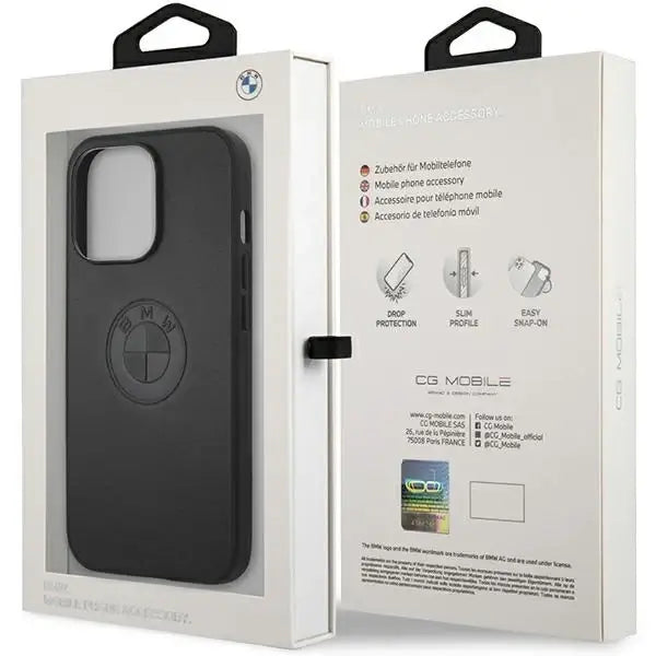 BMW Leather Emboss case for iPhone 13 Pro / iPhone 13 - black - Cell phone cases and covers<<<HurtelXML