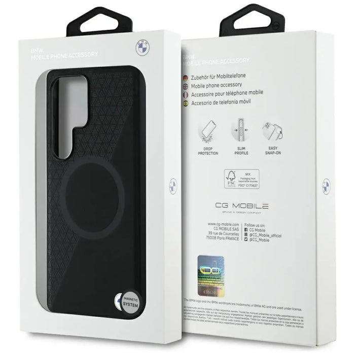 BMW Leather Half Textured MagSafe Case for Samsung Galaxy S25 Ultra - Black - Cell phone cases and covers<<<HurtelXML