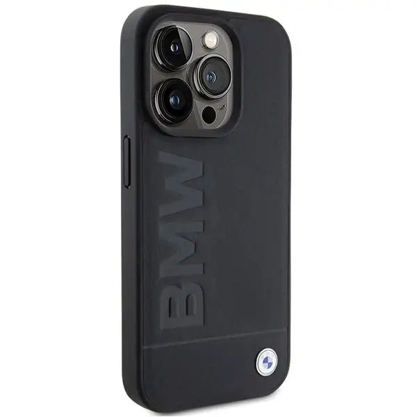 BMW Leather Hot Stamp case for iPhone 15 Pro - black - Cell phone cases and covers<<<HurtelXML