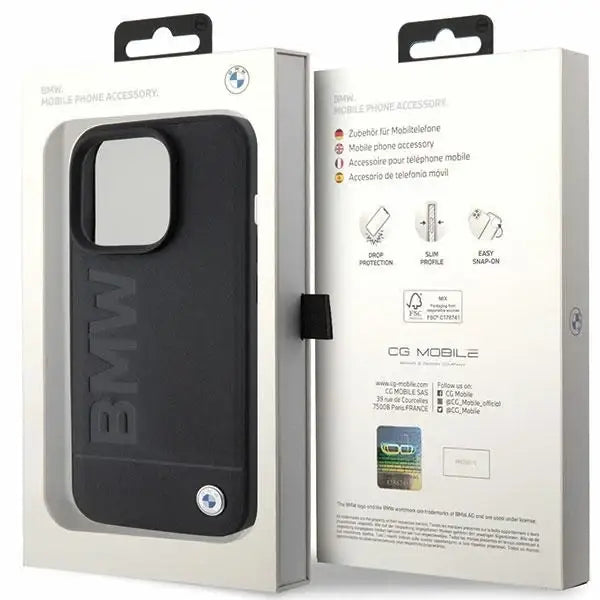BMW Leather Hot Stamp case for iPhone 15 Pro - black - Cell phone cases and covers<<<HurtelXML