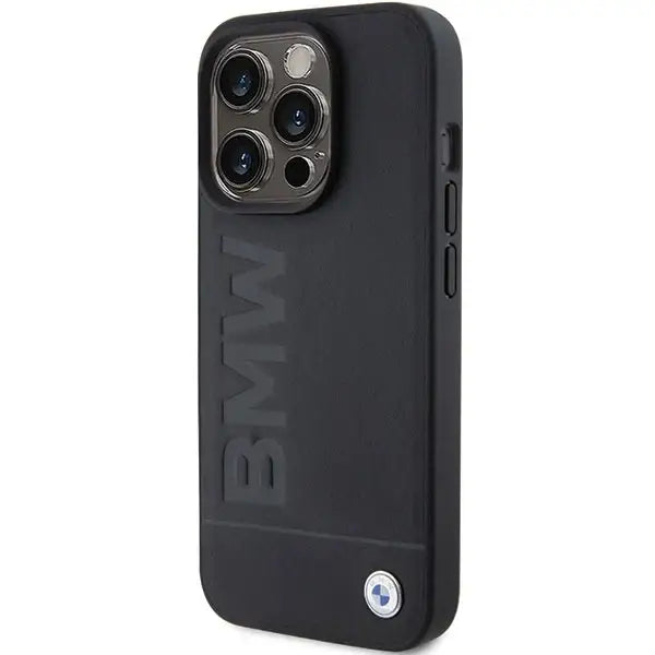 BMW Leather Hot Stamp case for iPhone 15 Pro - black - Cell phone cases and covers<<<HurtelXML