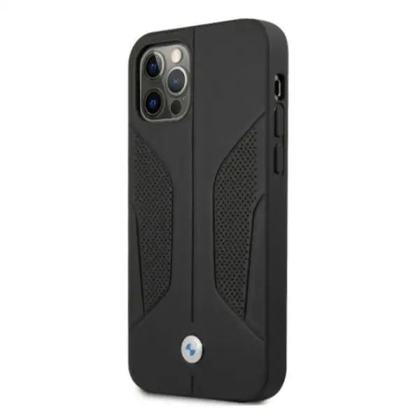 BMW Leather Perforated Sides Case for iPhone 12 / iPhone 12 Pro - Black - Cell phone cases and covers<<<HurtelXML