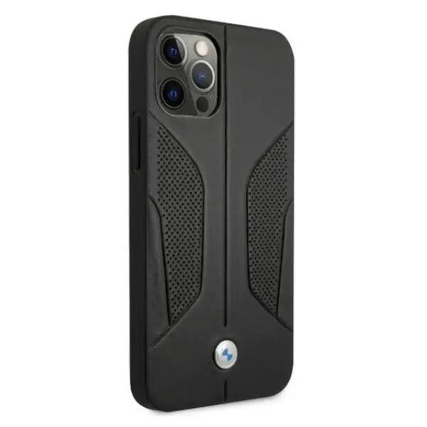 BMW Leather Perforated Sides Case for iPhone 12 Pro Max - Black - Cell phone cases and covers<<<HurtelXML