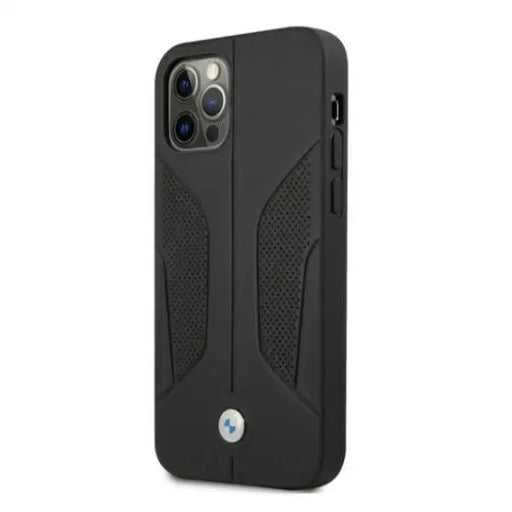 BMW Leather Perforated Sides Case for iPhone 12 Pro Max - Black - Cell phone cases and covers<<<HurtelXML