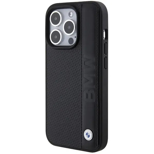 BMW Leather Textured & Stripe iPhone 15 Pro Max Case - Black - Cell phone cases and covers<<<HurtelXML