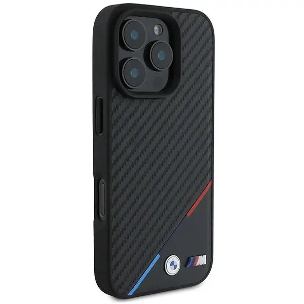BMW M Carbon Tricolor Line MagSafe Case for iPhone 16 Pro - Black - Cell phone cases and covers<<<HurtelXML