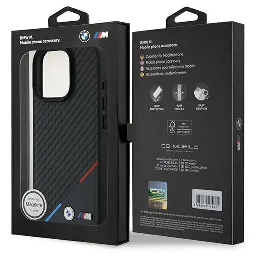 BMW M Carbon Tricolor Line MagSafe Case for iPhone 16 Pro - Black - Cell phone cases and covers<<<HurtelXML