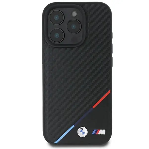 BMW M Carbon Tricolor Line MagSafe Case for iPhone 16 Pro Max - Black - Cell phone cases and covers<<<HurtelXML