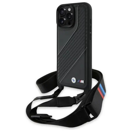 BMW M Edition Carbon Stripe & Strap Case for iPhone 16 Pro Max - Black - Cell phone cases and covers<<<HurtelXML