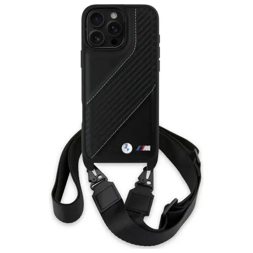 BMW M Edition Carbon Stripe & Strap Case for iPhone 16 Pro Max - Black - Cell phone cases and covers<<<HurtelXML