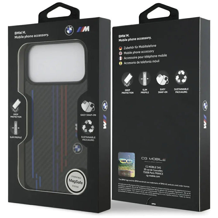 BMW M Kevlar Lines & Logo MagSafe Case for iPhone 17 Pro Max - Black - Cell phone cases and covers<<<HurtelXML