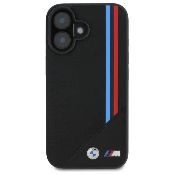 BMW M Meshed Tricolor Stripes MagSafe case for iPhone 16 - black - Cell phone cases and covers<<<HurtelXML