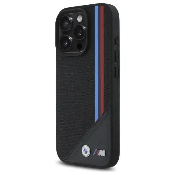 BMW M Meshed Tricolor Stripes MagSafe Case for iPhone 16 Pro - Black - Cell phone cases and covers<<<HurtelXML