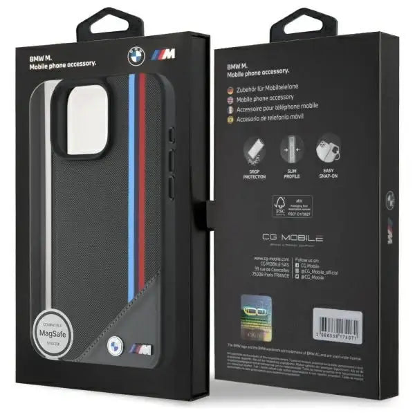 BMW M Meshed Tricolor Stripes MagSafe Case for iPhone 16 Pro Max - Gray - Cell phone cases and covers<<<HurtelXML