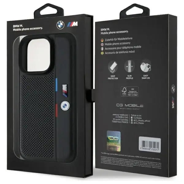 BMW M Perforated Tricolor Detail Line iPhone 16 Pro Case - Black - Cell phone cases and covers<<<HurtelXML
