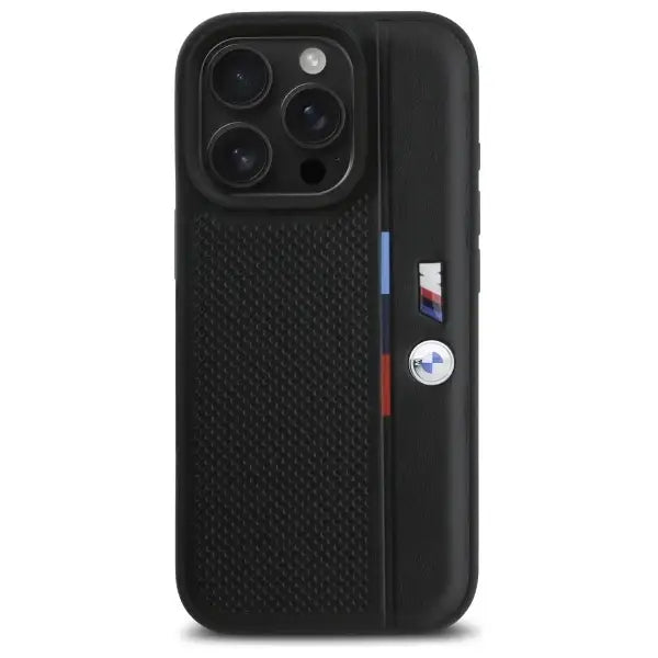 BMW M Perforated Tricolor Detail Line iPhone 16 Pro Case - Black - Cell phone cases and covers<<<HurtelXML