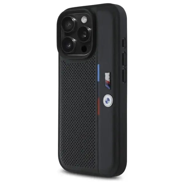 BMW M Perforated Tricolor Detail Line iPhone 16 Pro Max Case - Black - Cell phone cases and covers<<<HurtelXML