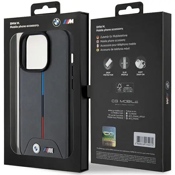 BMW M Quilted Tricolor MagSafe case for iPhone 15 Pro - gray - Cell phone cases and covers<<<HurtelXML
