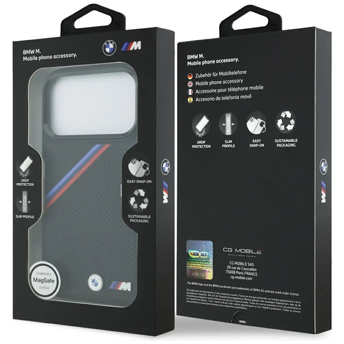 BMW M Tricolor Metal Logo MagSafe Case for iPhone 17 Pro - Black - Cell phone cases and covers<<<HurtelXML