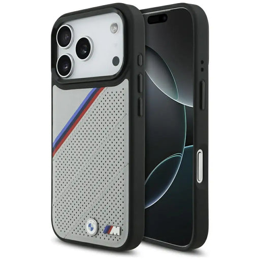 BMW M Tricolor Metal Logo MagSafe Case for iPhone 17 Pro - Gray - Cell phone cases and covers<<<HurtelXML