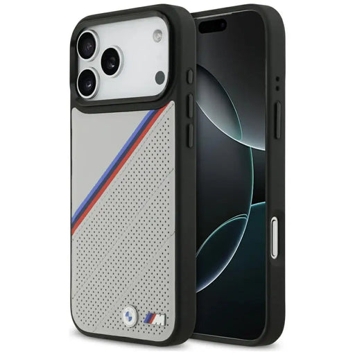 BMW M Tricolor Metal Logo MagSafe Case for iPhone 17 Pro Max - Gray - Cell phone cases and covers<<<HurtelXML