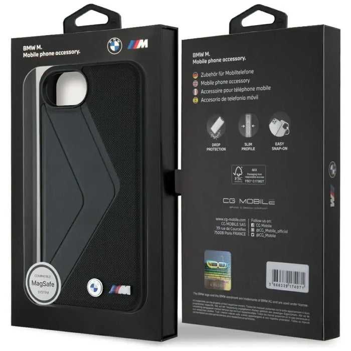 BMW Oversized Stripes MagSafe case for iPhone 16e - black - Cell phone cases and covers<<<HurtelXML