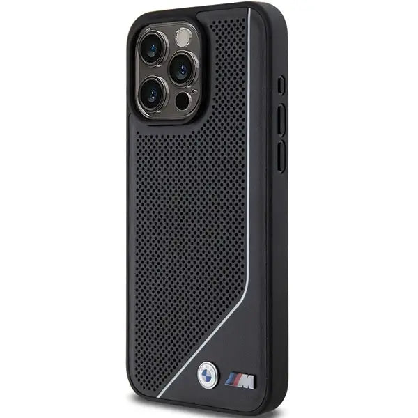 BMW Perforated Twisted Line MagSafe case for iPhone 15 Pro - black - Cell phone cases and covers<<<HurtelXML