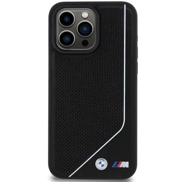 BMW Perforated Twisted Line MagSafe case for iPhone 15 Pro - black - Cell phone cases and covers<<<HurtelXML