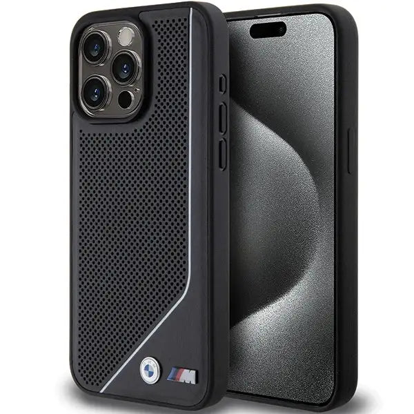 BMW Perforated Twisted Line MagSafe case for iPhone 15 Pro - black - Cell phone cases and covers<<<HurtelXML