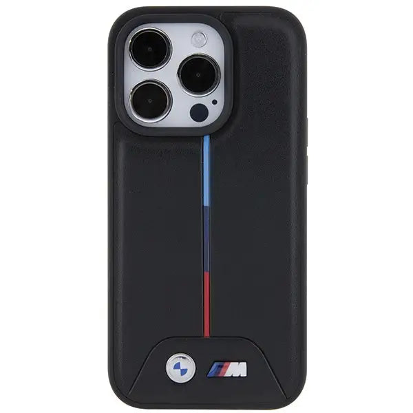 BMW Quilted Tricolor iPhone 15 Pro Case - Black - Cell phone cases and covers<<<HurtelXML